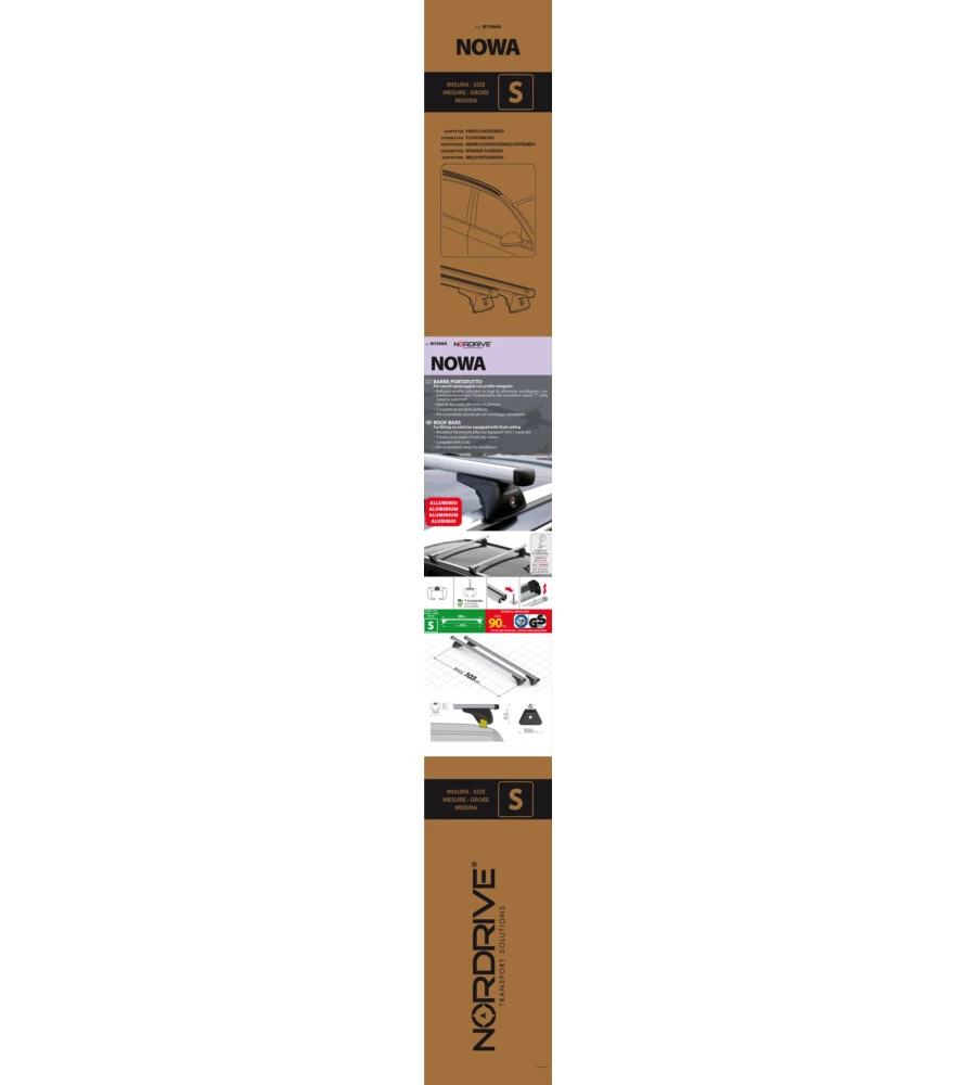 COPPIA BARRE PORTATUTTO IN ALLUMINIO NOWA - S - 108 CM  N15064