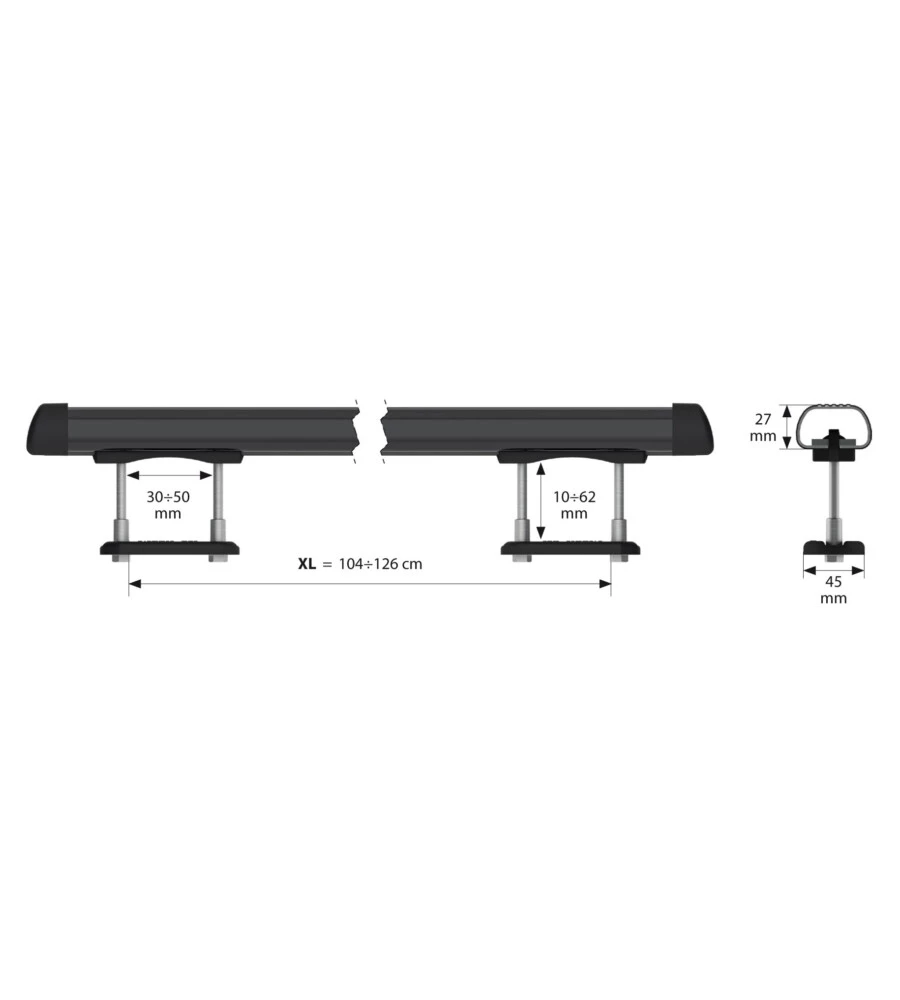 COPPIA BARRE PORTATUTTO CLUB IN ACCIAIO - XL - 135 CM  N15005