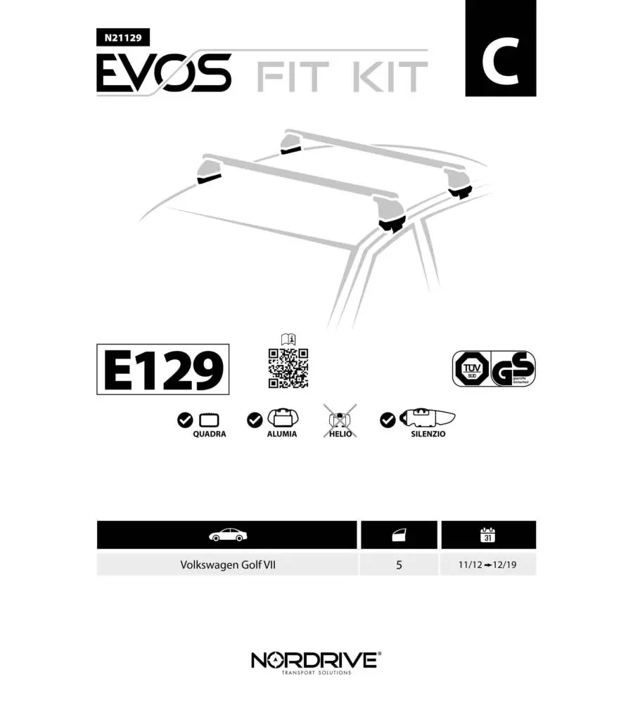 KIT ATTACCHI PER BARRE AUTO PORTATUTTO VW GOLF 5P VII  11/12  N21129