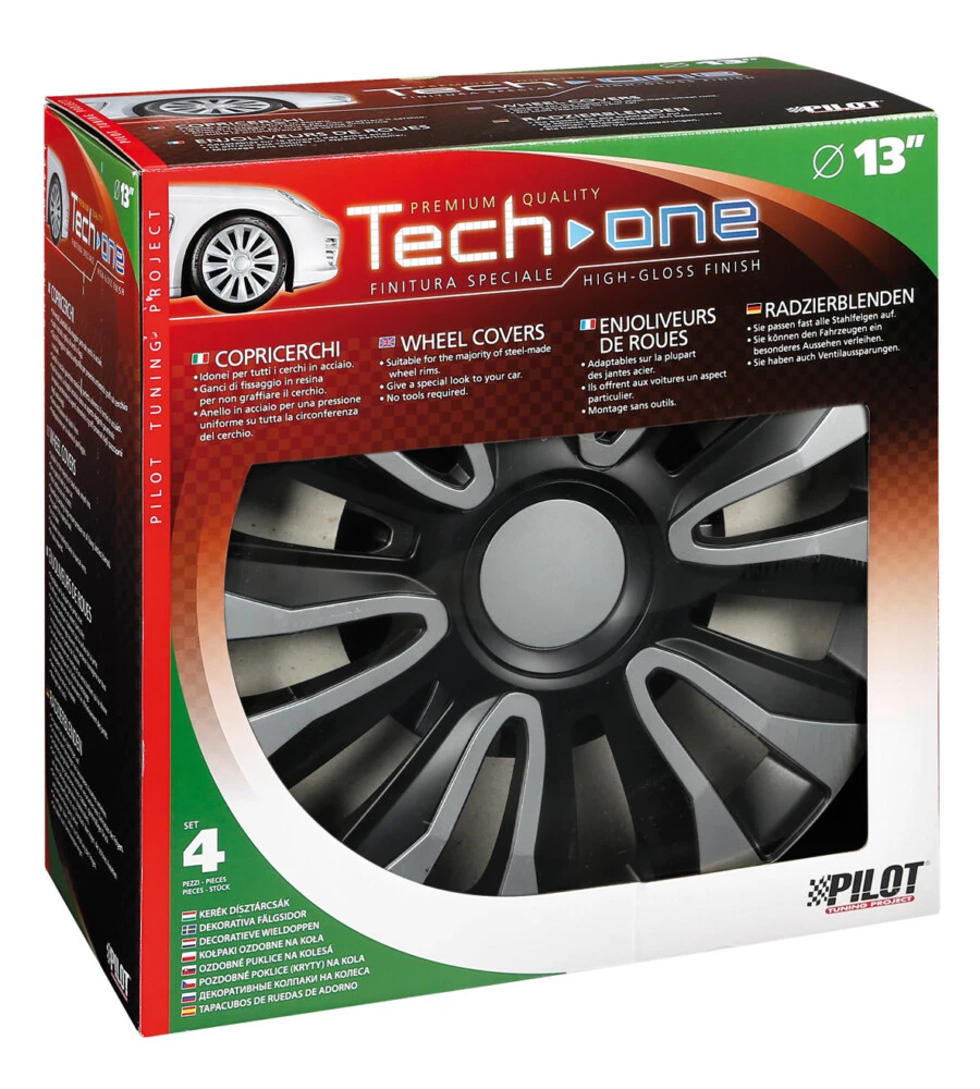 COPRICERCHI PER AUTO AVALONE SILVER & BLACK - Ø 13"  31620