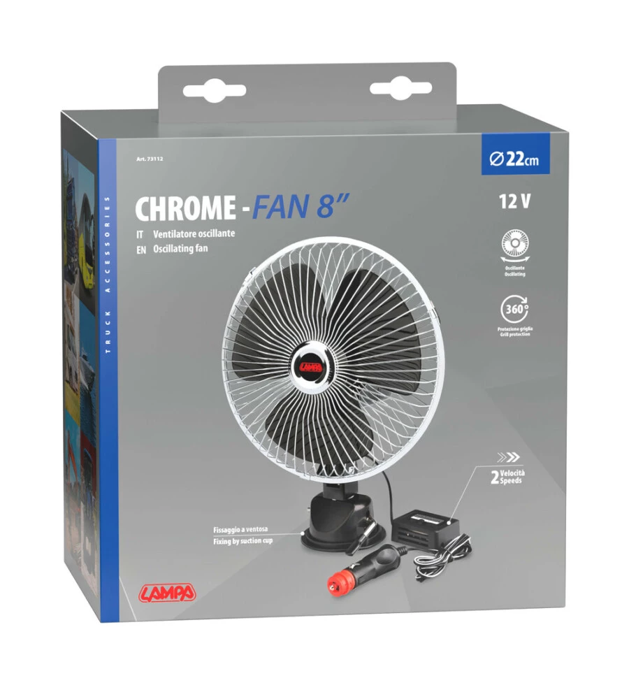 Ventilatore  con ventosa per auto lampa "Chrome Fan" 16W