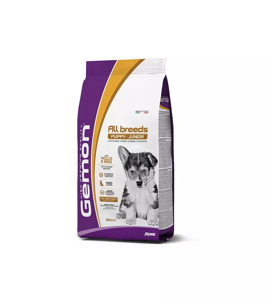 CROCCHETTE PER CANI MONGE "GEMON" CUCCIOLO DI TUTTE LE TAGLIE CON POLLO 15 KG
