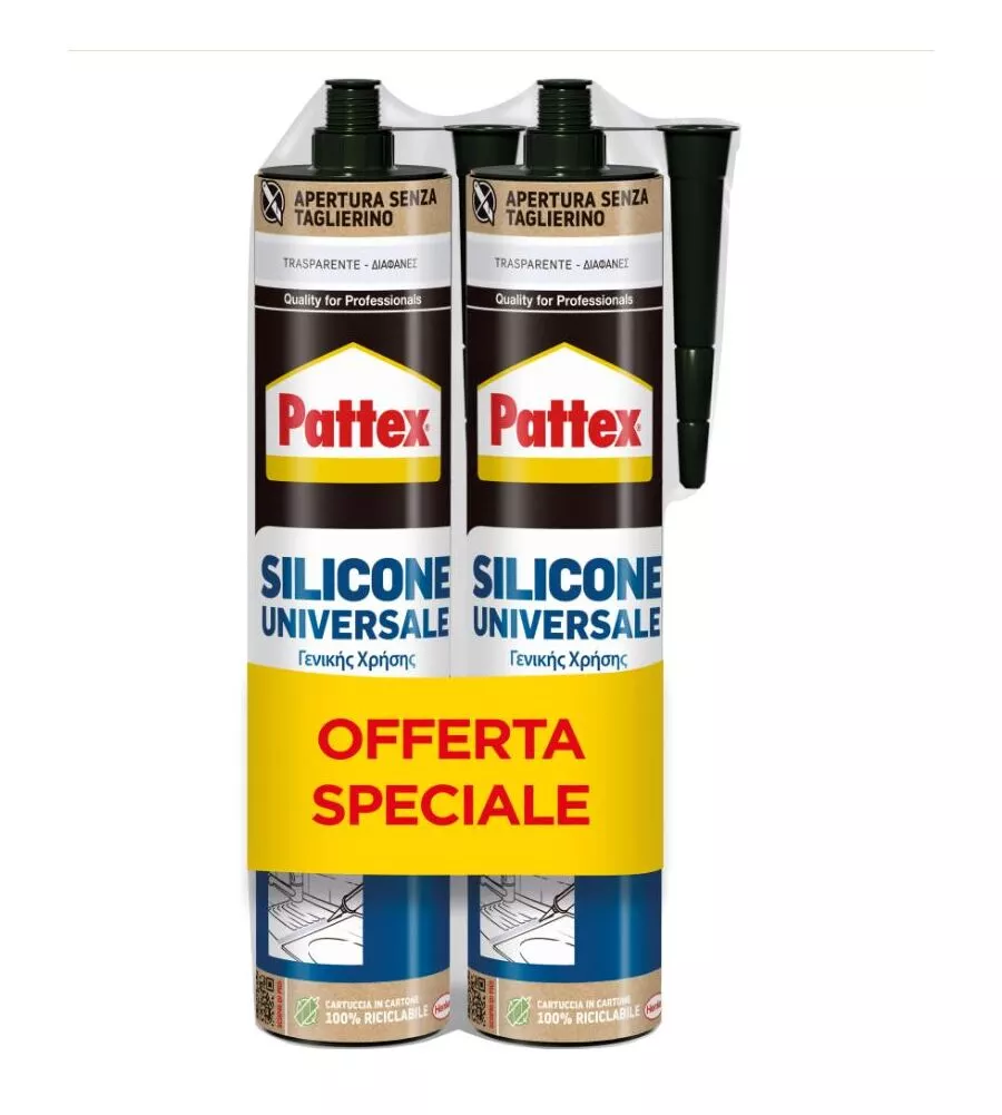 Silicone sigillante universale Pattex trasparente 2x280 ml