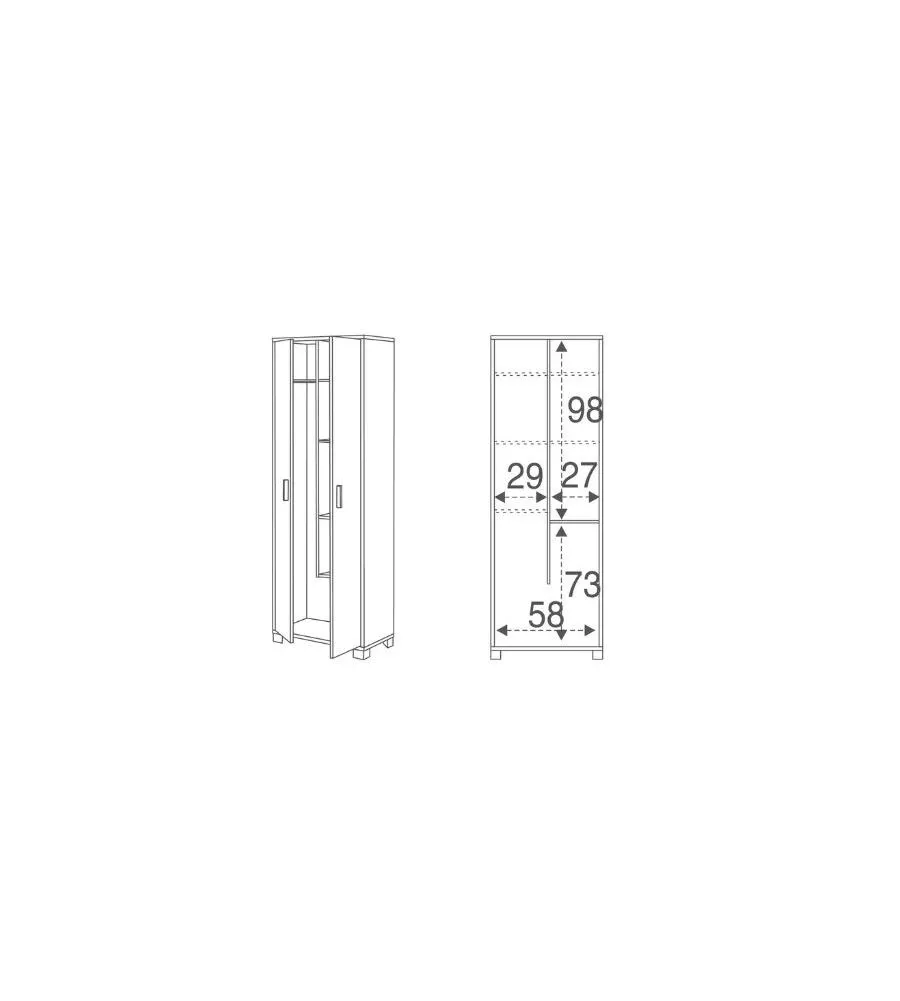 MOBILE 2 ANTE PORTASCOPE OLMO, 63X183X34 CM