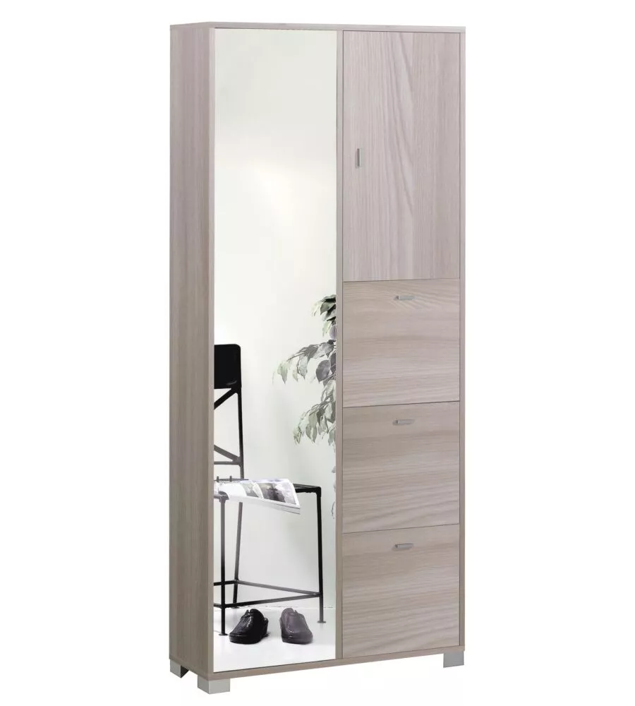 MOBILE 5 ANTE OLMO CON ANTE SPECCHIO NATURALE, 83X190X29 CM