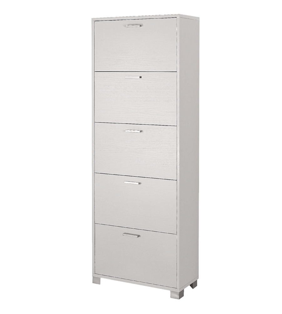 SCARPIERA BIANCO FIAMMATO CON 5 ANTE, 70X190X29 CM