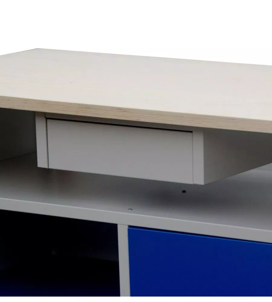 BANCO DA LAVORO CON RIPIANI E ANTA, 120x60x84 CM