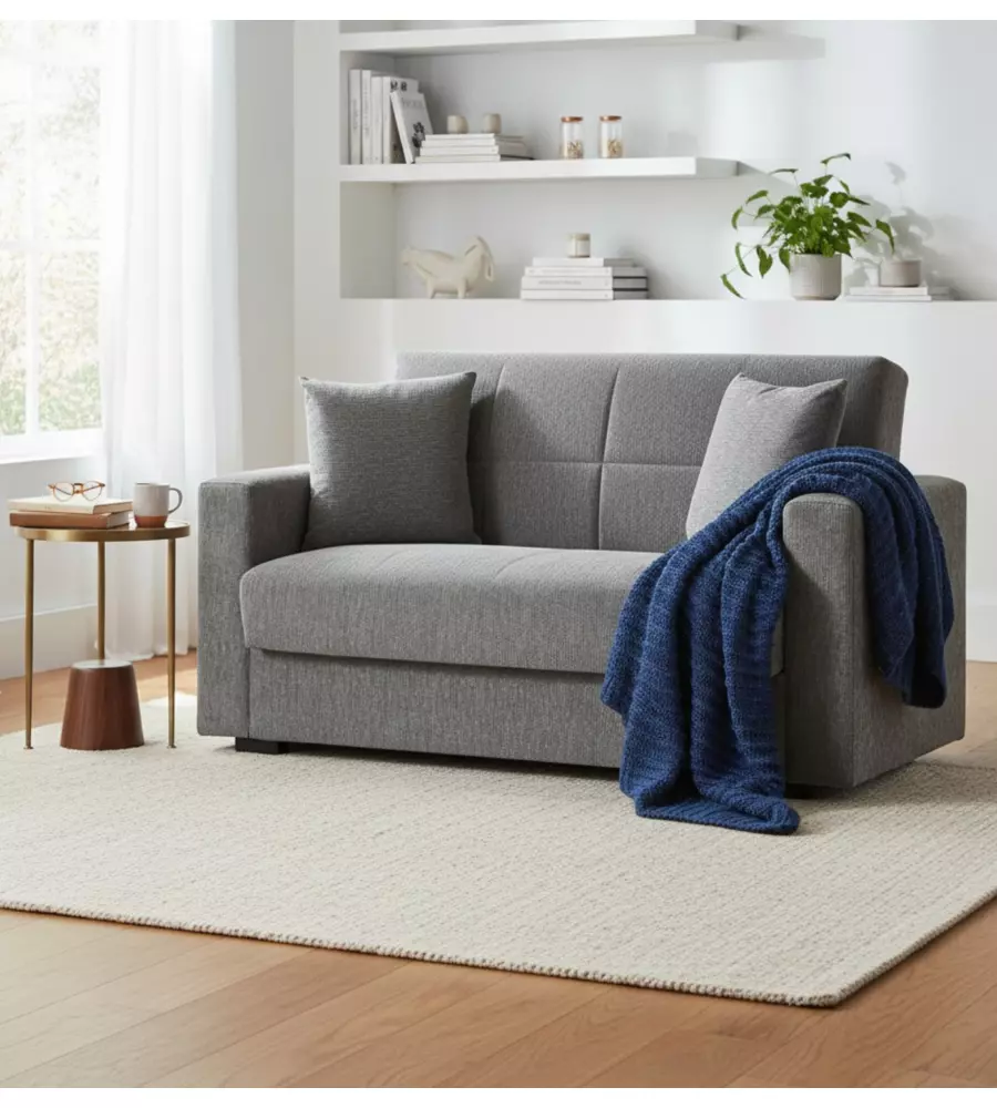 DIVANO LETTO "NORA" 2 POSTI GRIGIO, 155X80X87 CM