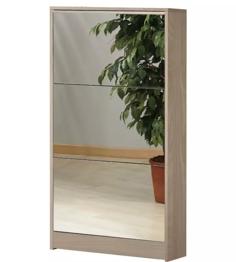 SCARPIERA OLMO CON 3 ANTE A SPECCHIO, 62X114X18 CM
