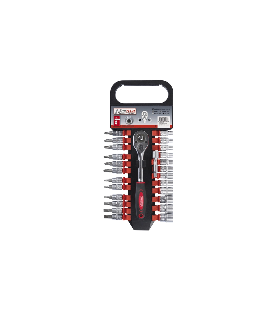 KIT 26 PEZZI CHIAVE A CRICCHETTO + BUSSOLE + INSERTI - RIBIMEX