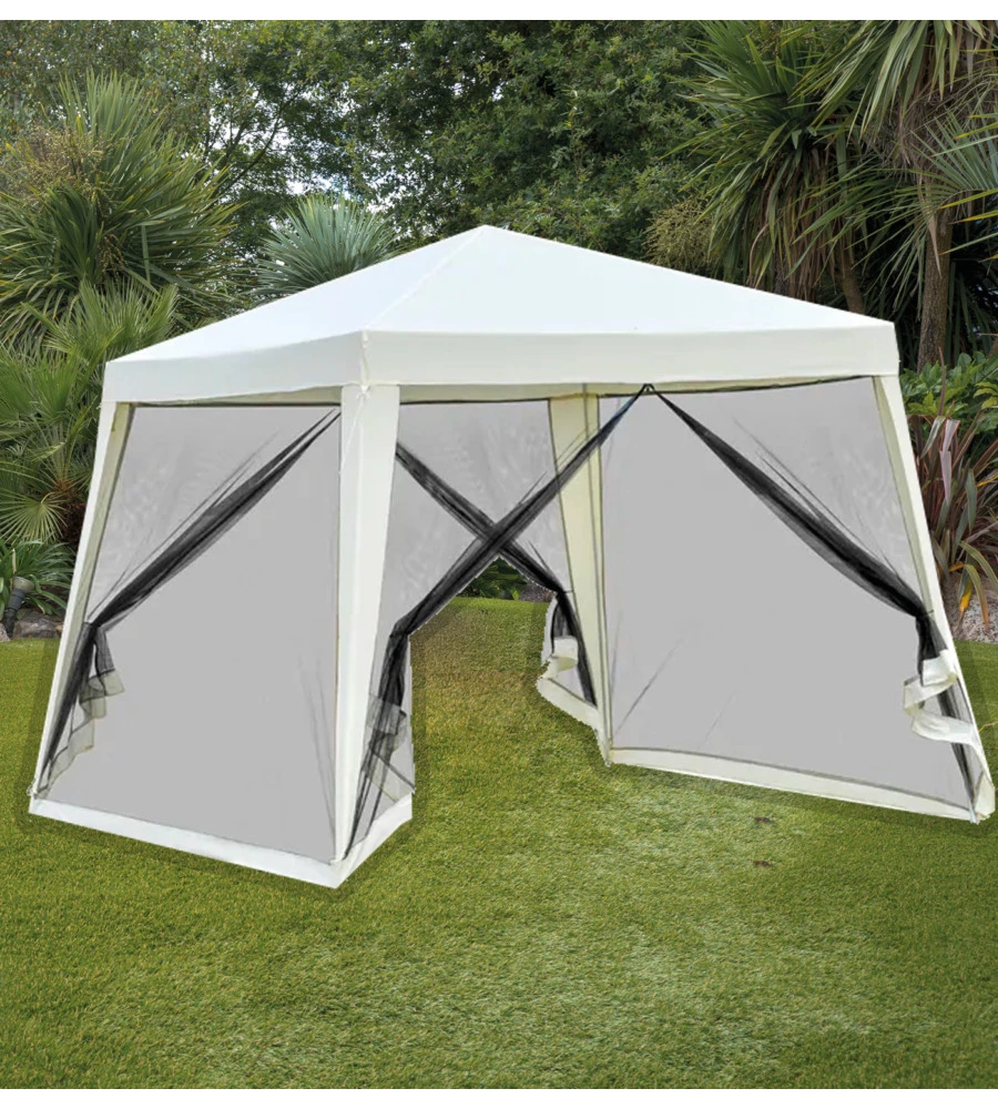 GAZEBO DA ESTERNO CON ZANZARIERA EUROGARDEN IN ACCIAIO BIANCO 3X3 M