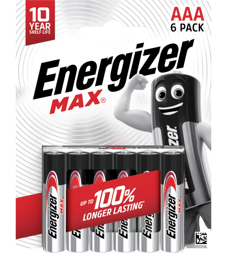 BATTERIE ALCALINE ENERGIZER "MAX" AAA 6 PEZZI