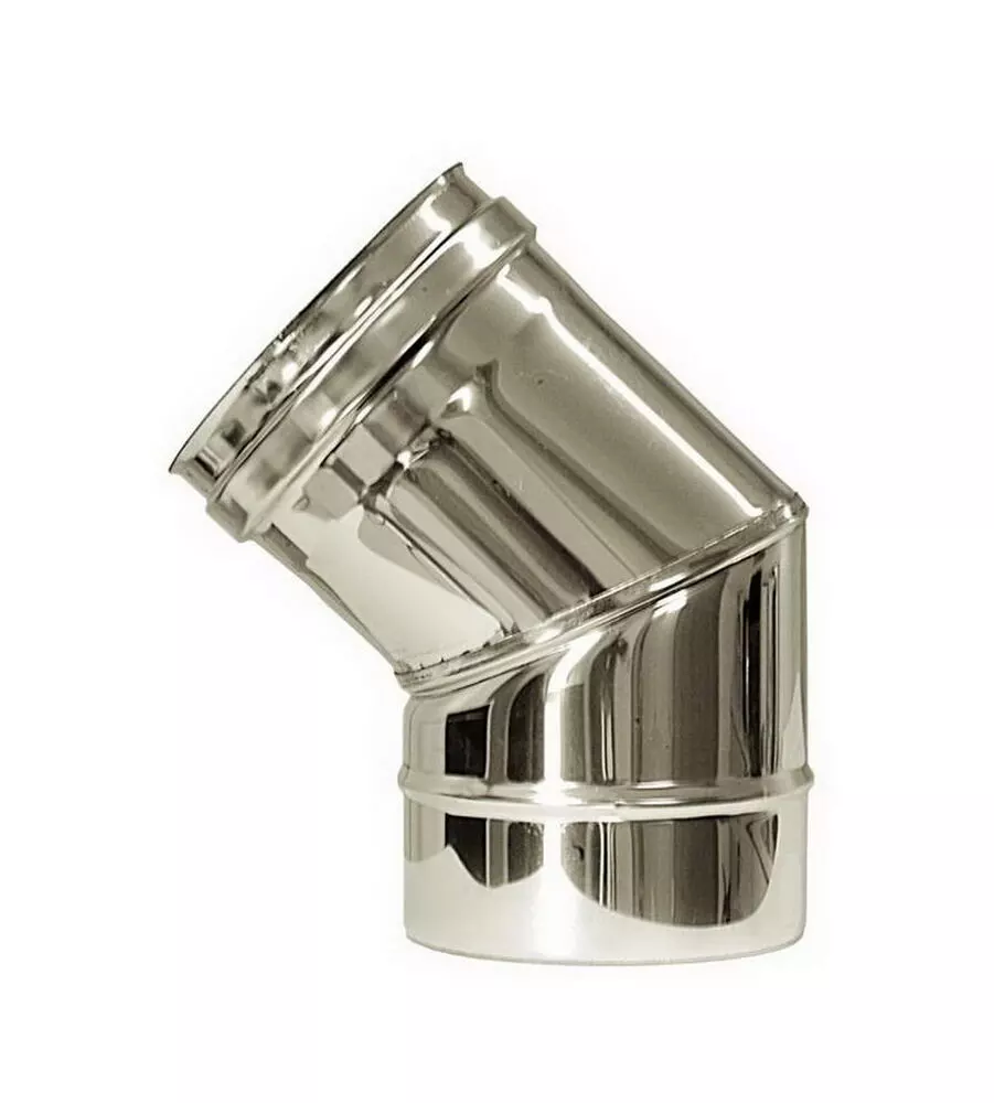 TUBO CURVA 45° PARETE DOPPIA INOX, DN 80/130