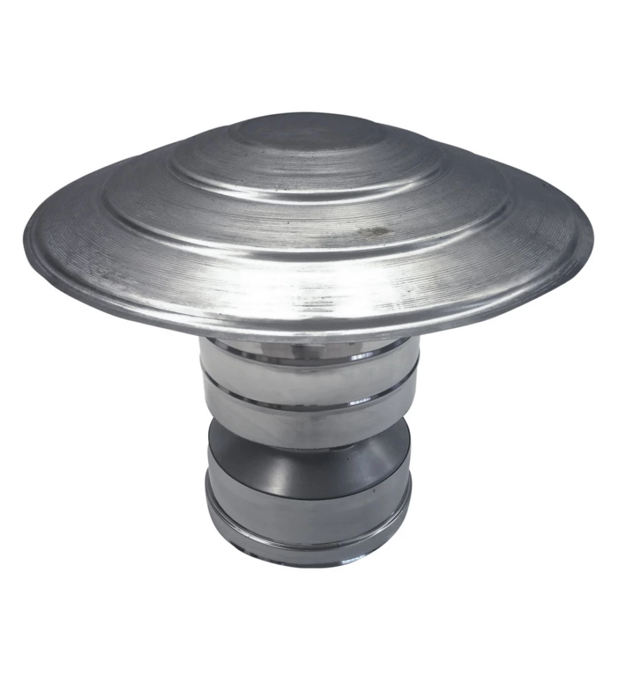 TERMINALE CAPPELLO CINESE ANTIVENTO PARETE DOPPIA INOX, DN 80/130