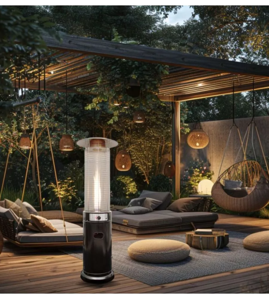 FUNGO RISCALDANTE DA ESTERNO A GAS GPL QLIMA "PATIO HEATER" NERO 11.000 W