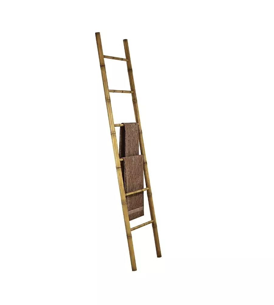 SCALETTA IN BAMBU' PORTA ASCIUGAMANI CON 6 PIOLI, 50x190 cm