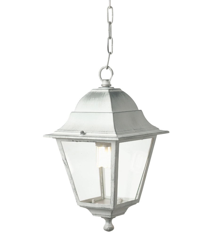 LAMPADA A SOSPENSIONE  "OLD " BIANCO E ARGENTO, E27