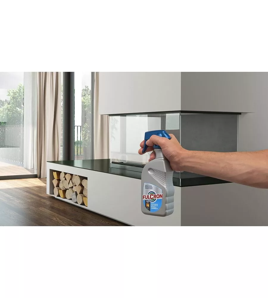 DETERGENTE VETRI PER CAMINETTI E STUFE "FULCRON CASA", FORMATO 500 ML