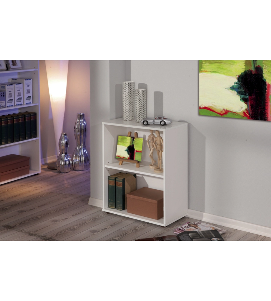 LIBRERIA CON 2 RIPIANI LAMINATO BIANCO, 60X75X30 CM