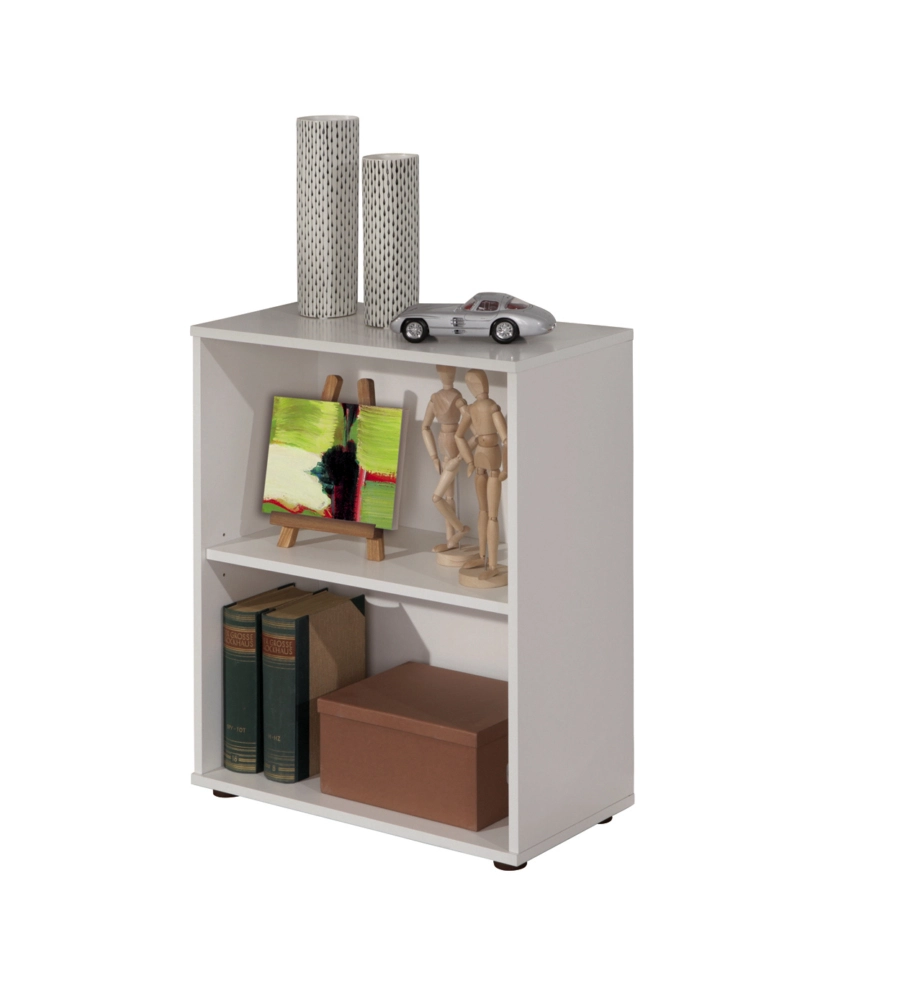 LIBRERIA CON 2 RIPIANI LAMINATO BIANCO, 60X75X30 CM
