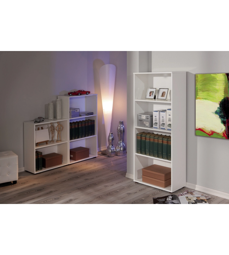 LIBRERIA 4 RIPIANI LAMINATO BIANCO, 60X145X30 CM