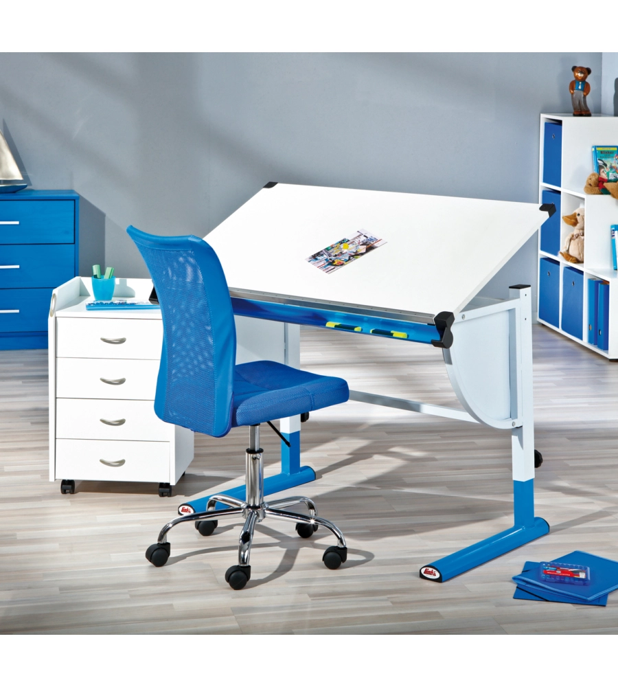 SEDIA UFFICIO IN TESSUTO CON RUOTE, BLU