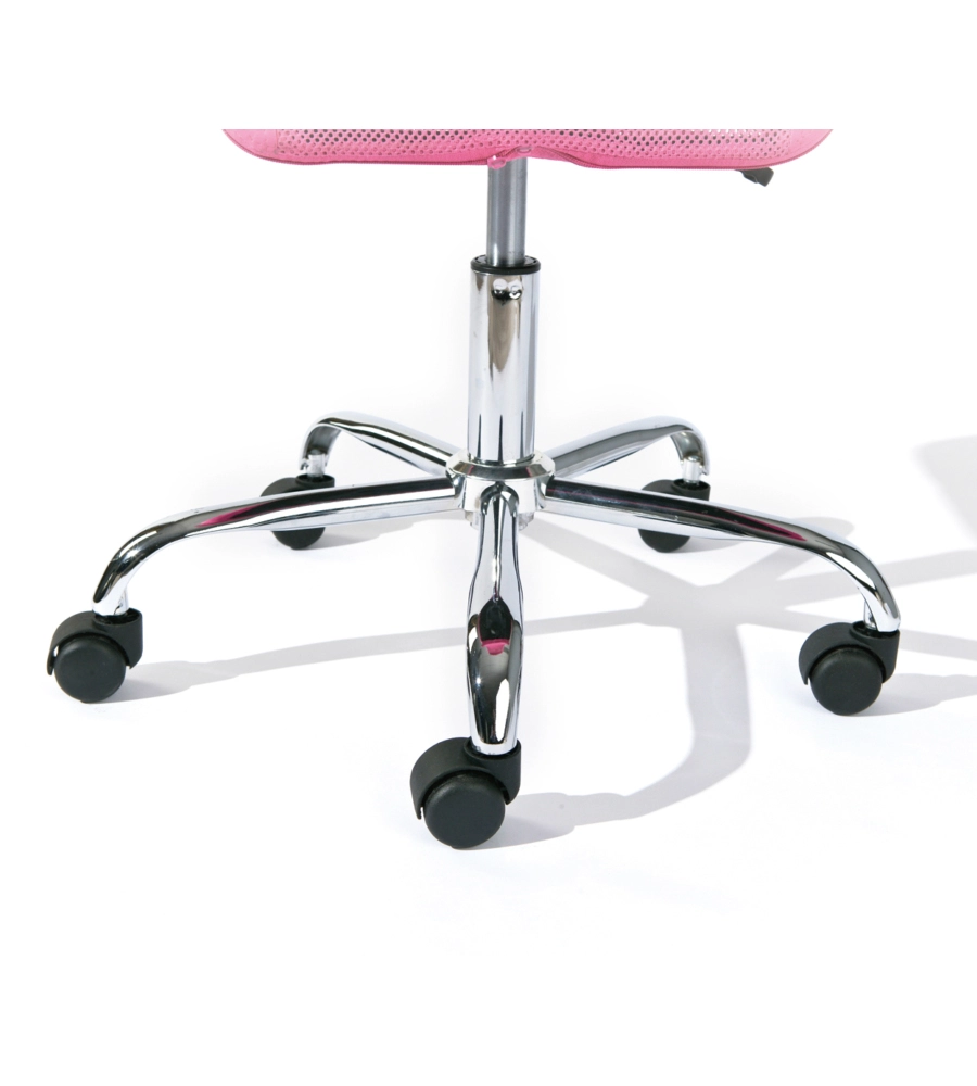SEDIA UFFICIO IN TESSUTO CON RUOTE, FUXIA