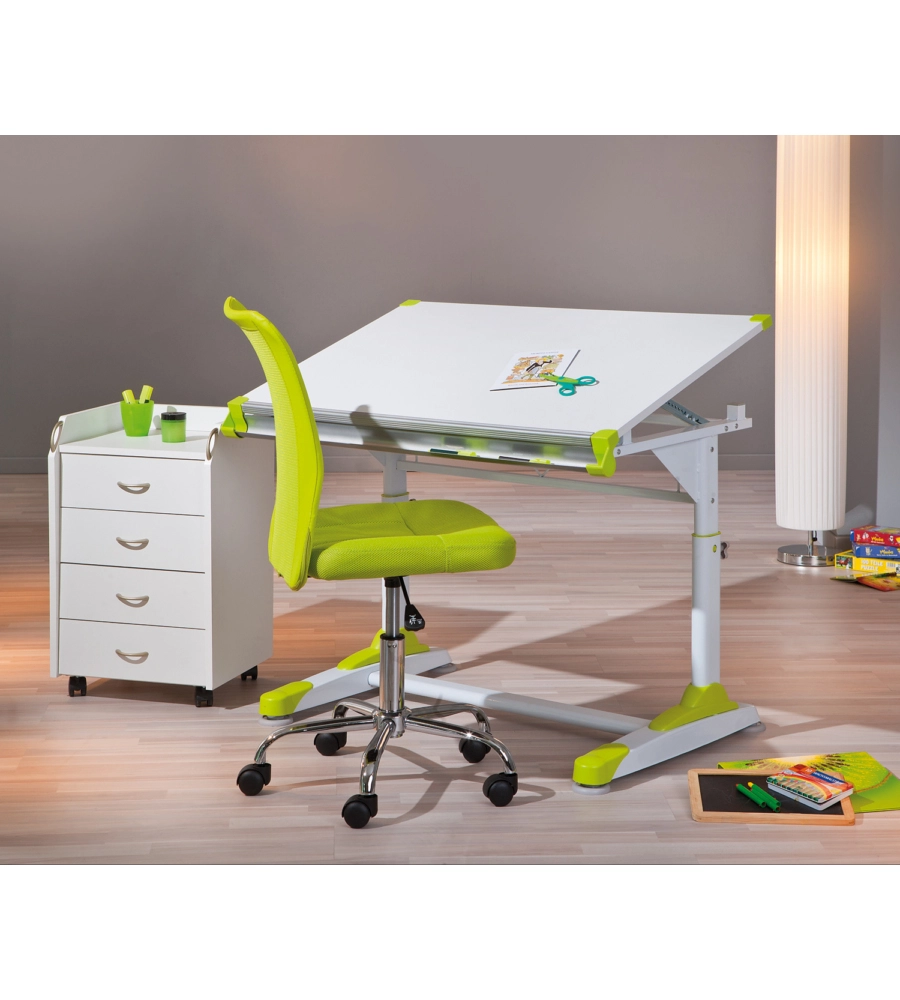 SEDIA UFFICIO IN TESSUTO CON RUOTE, VERDE