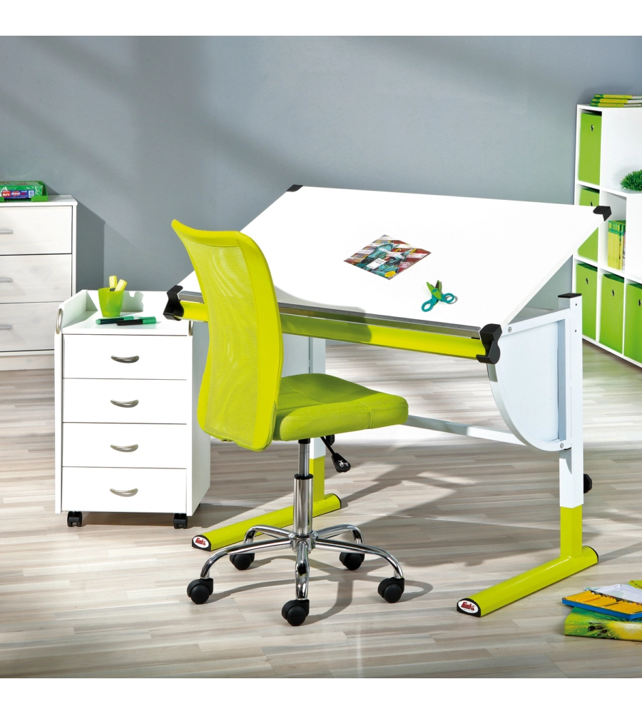 SEDIA UFFICIO IN TESSUTO CON RUOTE, VERDE