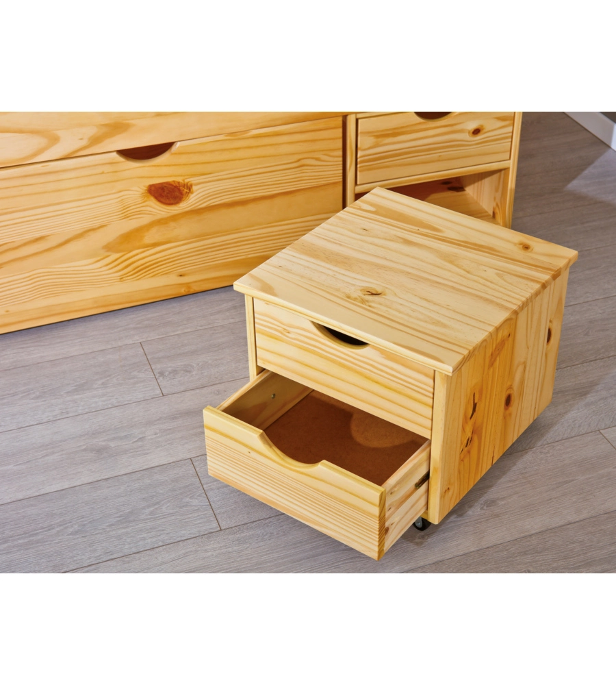 LETTO MATRIMONIALE IN LEGNO CON CONTENITORI E COMODINI ESTRAIBILI 166X209X47,5 CM