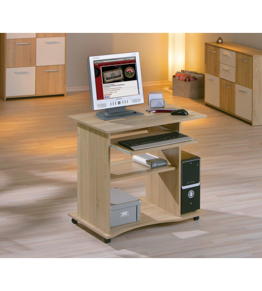 MINI UFFICIO IN ROVERE - CON RUOTE