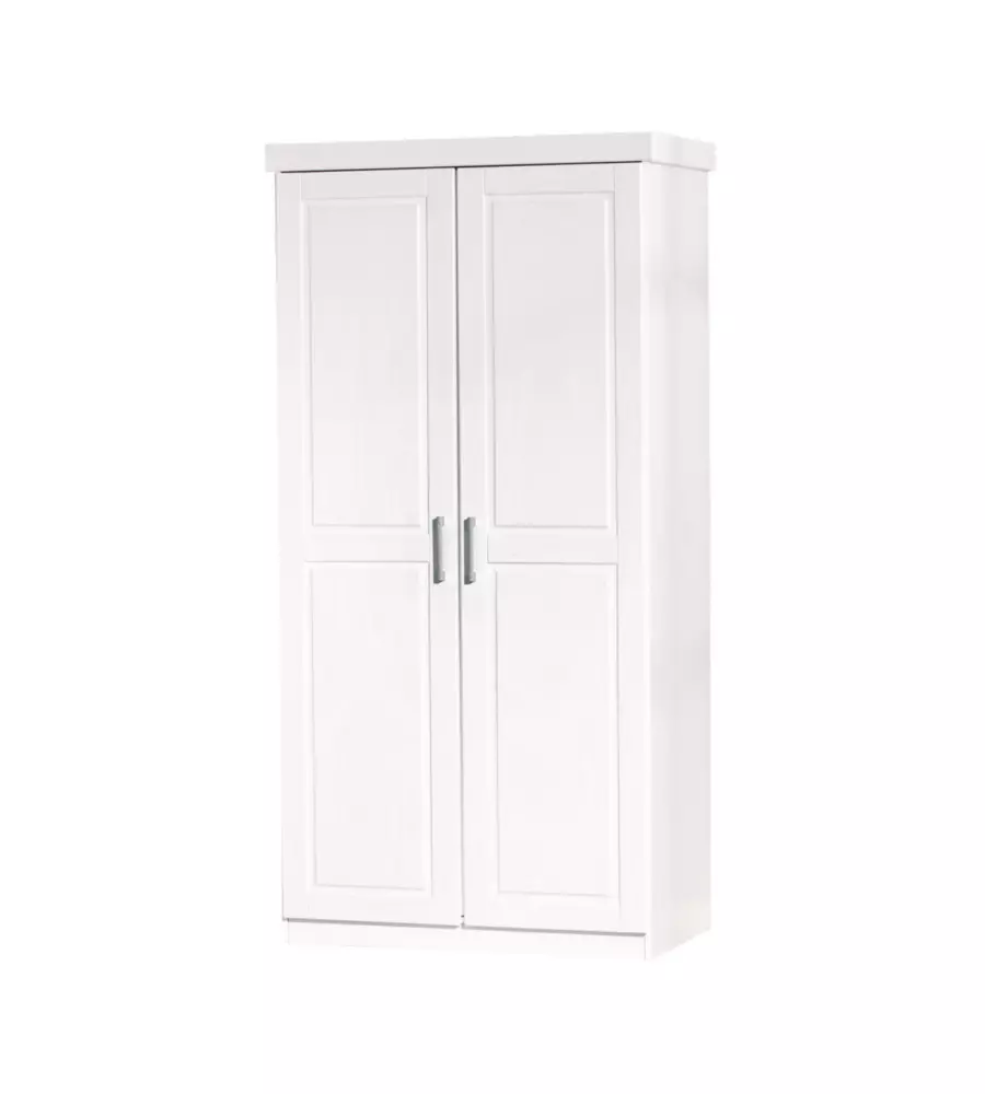 ARMADIO 2 ANTE IN PINO MASSELLO BIANCO, 95X55X190 CM