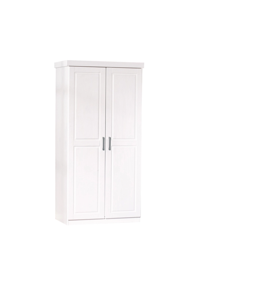 ARMADIO 2 ANTE IN PINO MASSELLO BIANCO, 95X55X190 CM