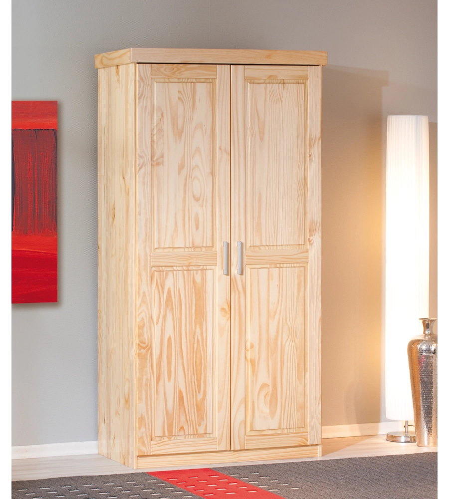 ARMADIO 2 ANTE BATTENTI "LEON" IN PINO MASSELLO 95x55x190 CM