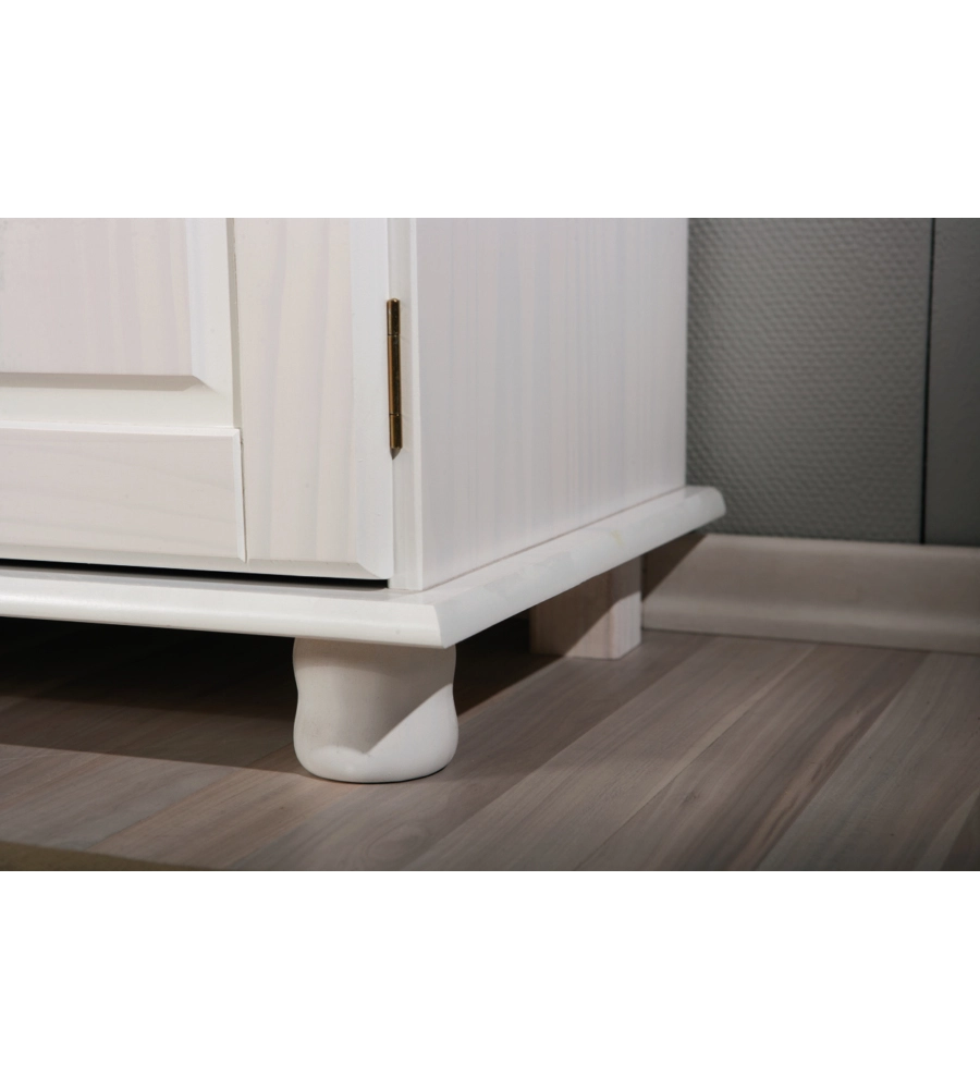 BUFFET 3 ANTE E 3 CASSETTI IN PINO MASSELLO BIANCO, 130X43X87 CM