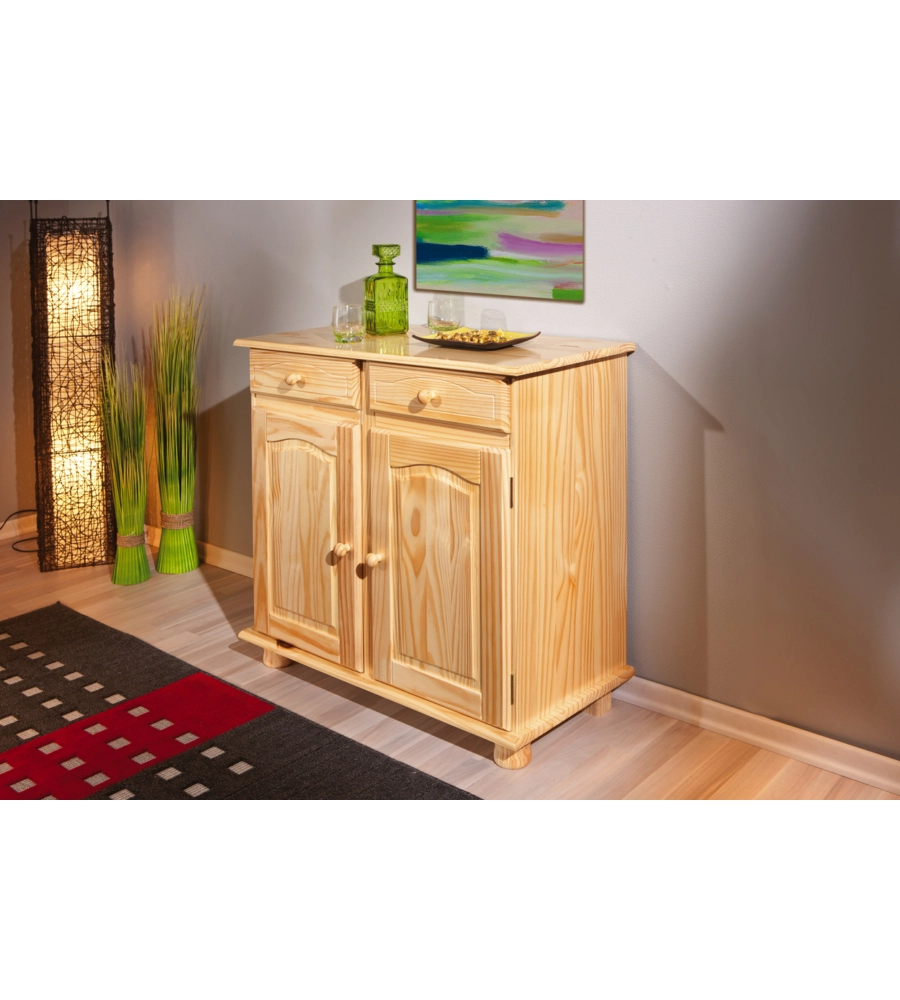 BUFFET 2 ANTE+ 2 CASSETTI IN PINO MASSELLO, 88X87X43 CM