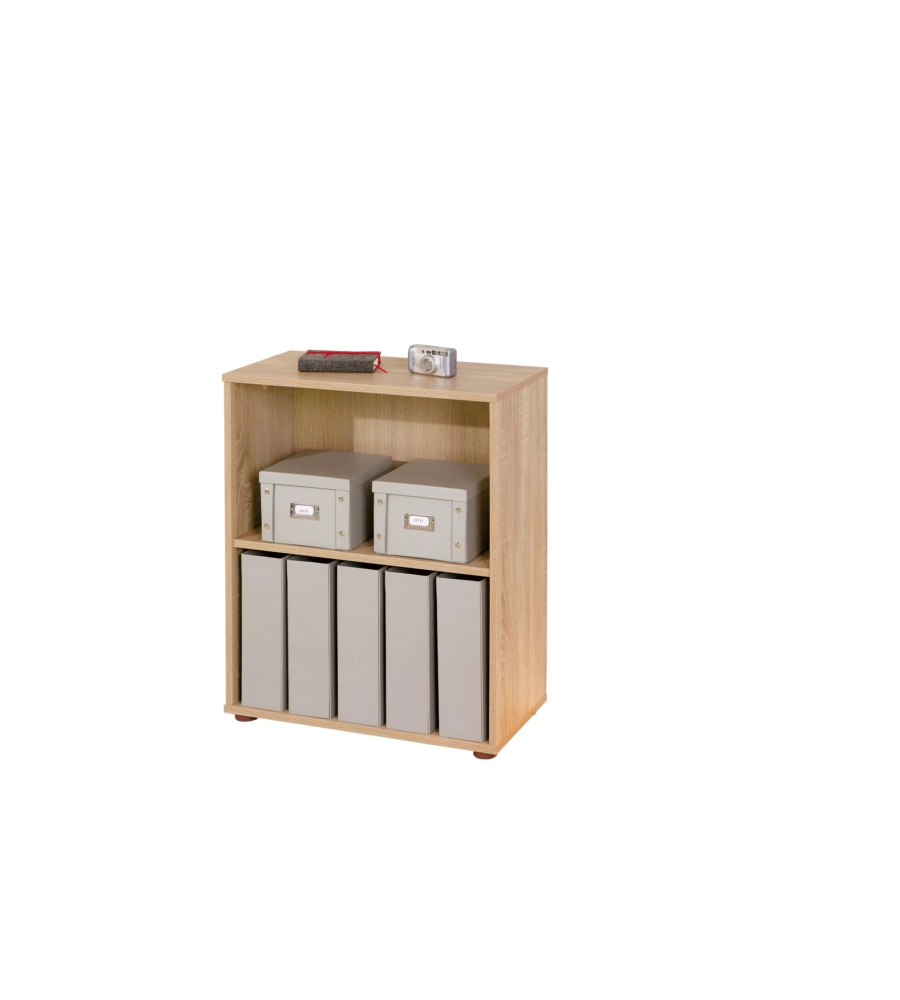 LIBRERIA 2 LIVELLI IN LAMINATO RIFINITO ROVERE, 60X75X30 CM
