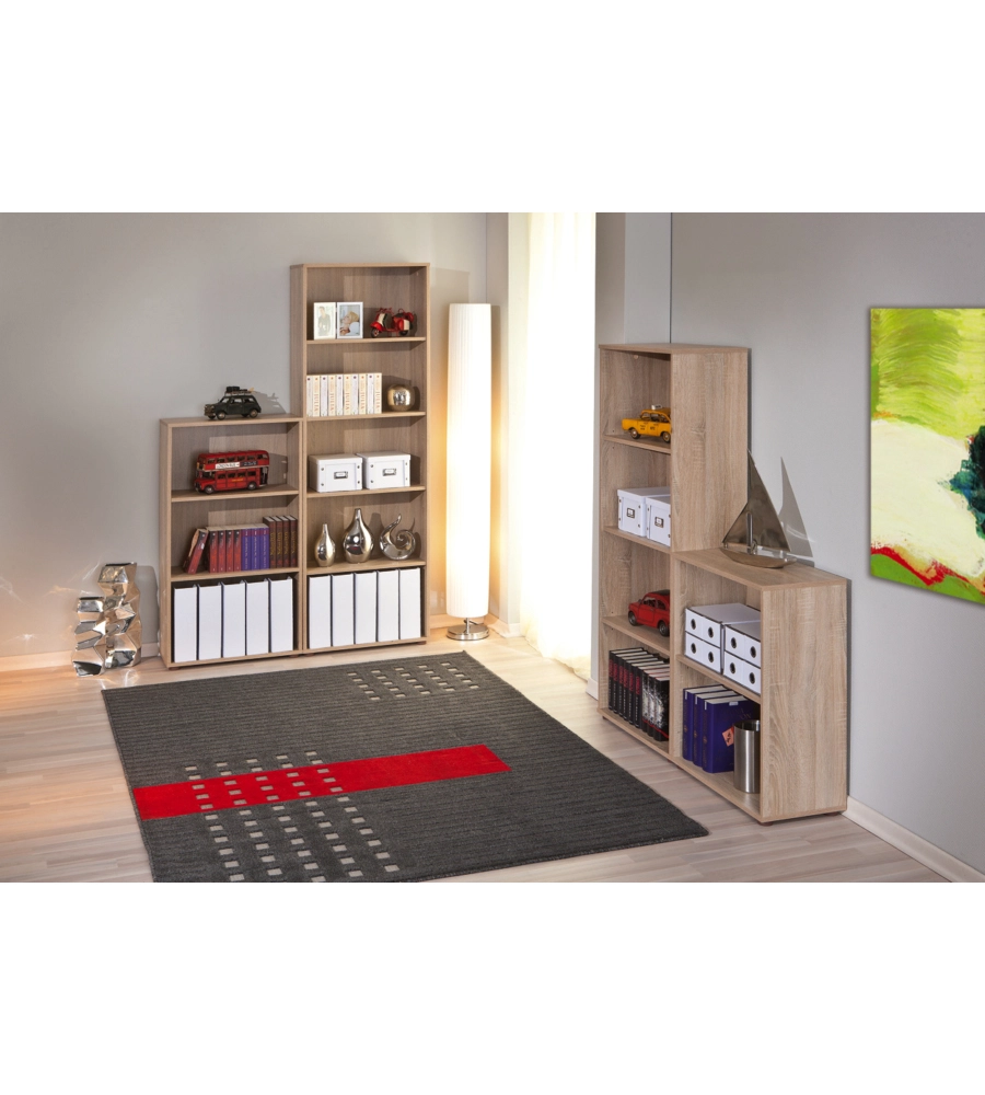 LIBRERIA 2 LIVELLI IN LAMINATO RIFINITO ROVERE, 60X75X30 CM