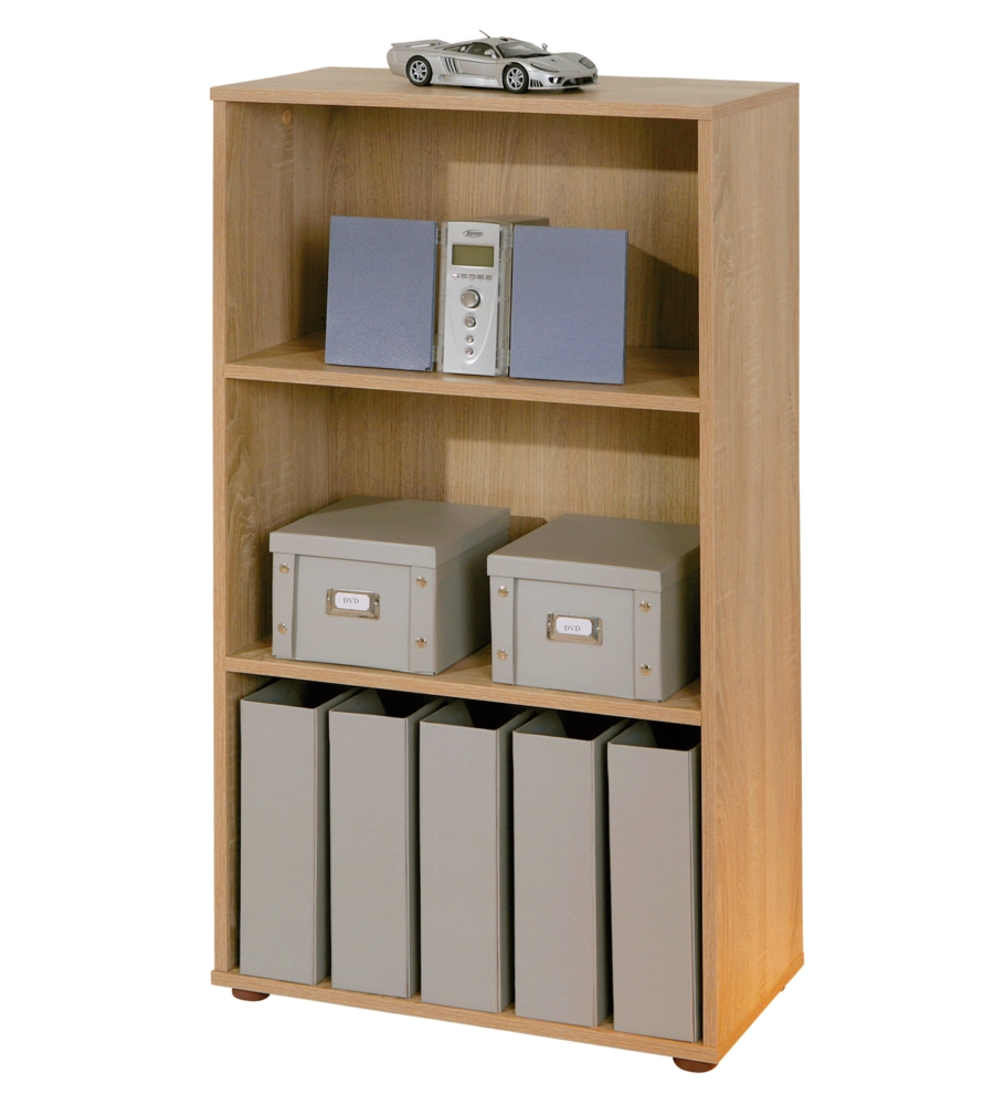 LIBRERIA 3 LIVELLI IN LAMINATO RIFINITO ROVERE, 60X110X30 CM