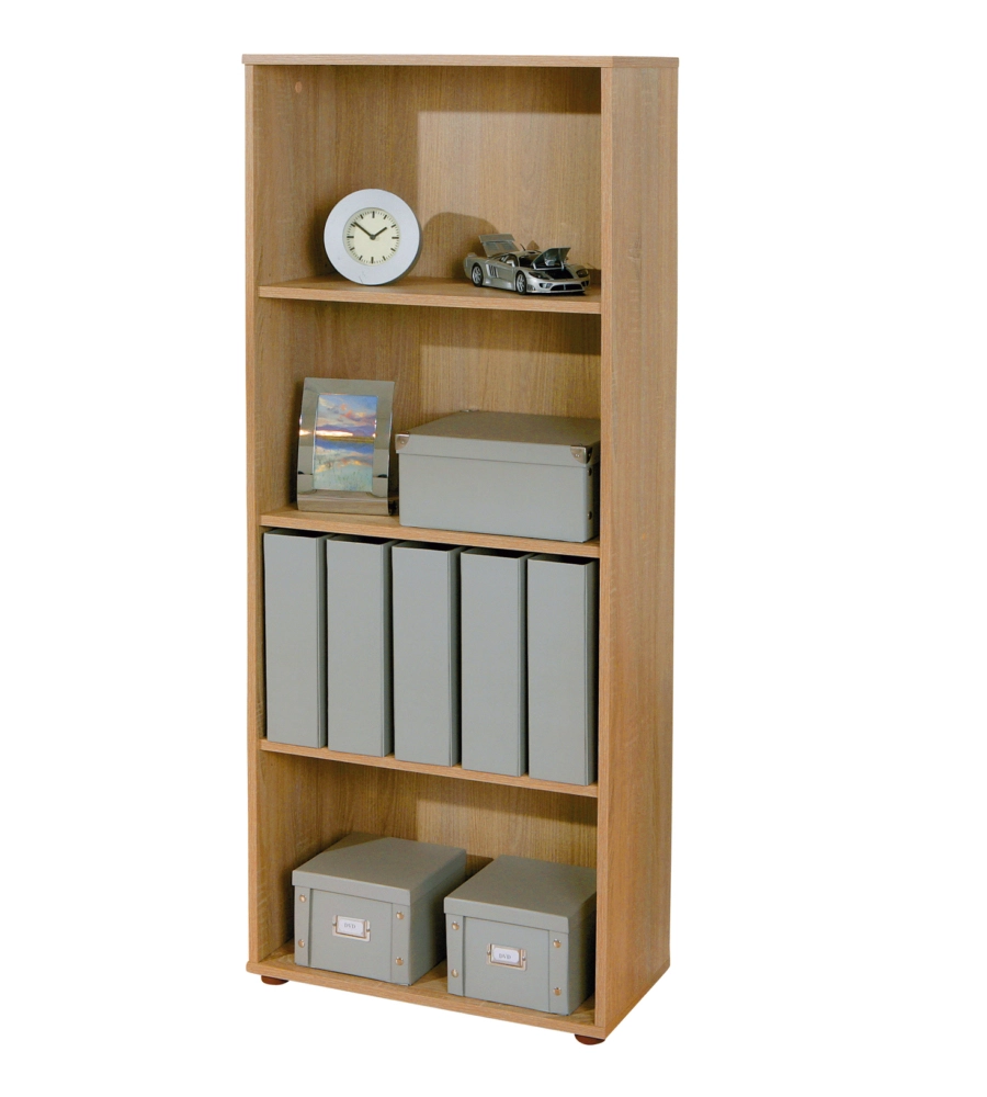 LIBRERIA 4 LIVELLI IN LAMINATO RIFINITO ROVERE, 60X145X30 CM
