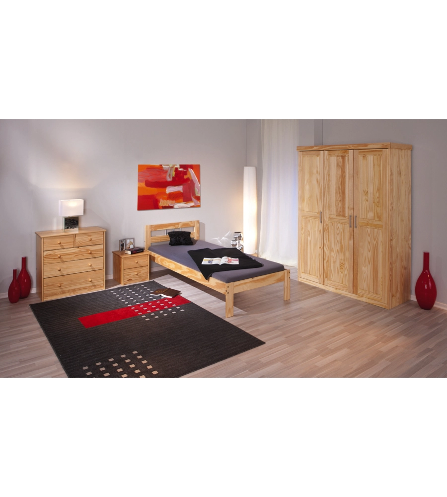 ARMADIO 3 ANTE IN LEGNO MASSELLO, 140X55X190 CM