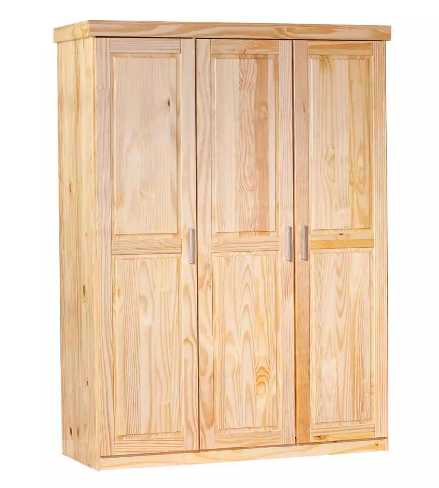ARMADIO 3 ANTE IN LEGNO MASSELLO, 140X55X190 CM