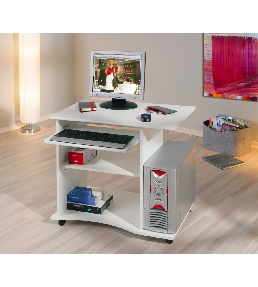 MINI UFFICIO CON RUOTE BIANCO, 80X75X50 CM