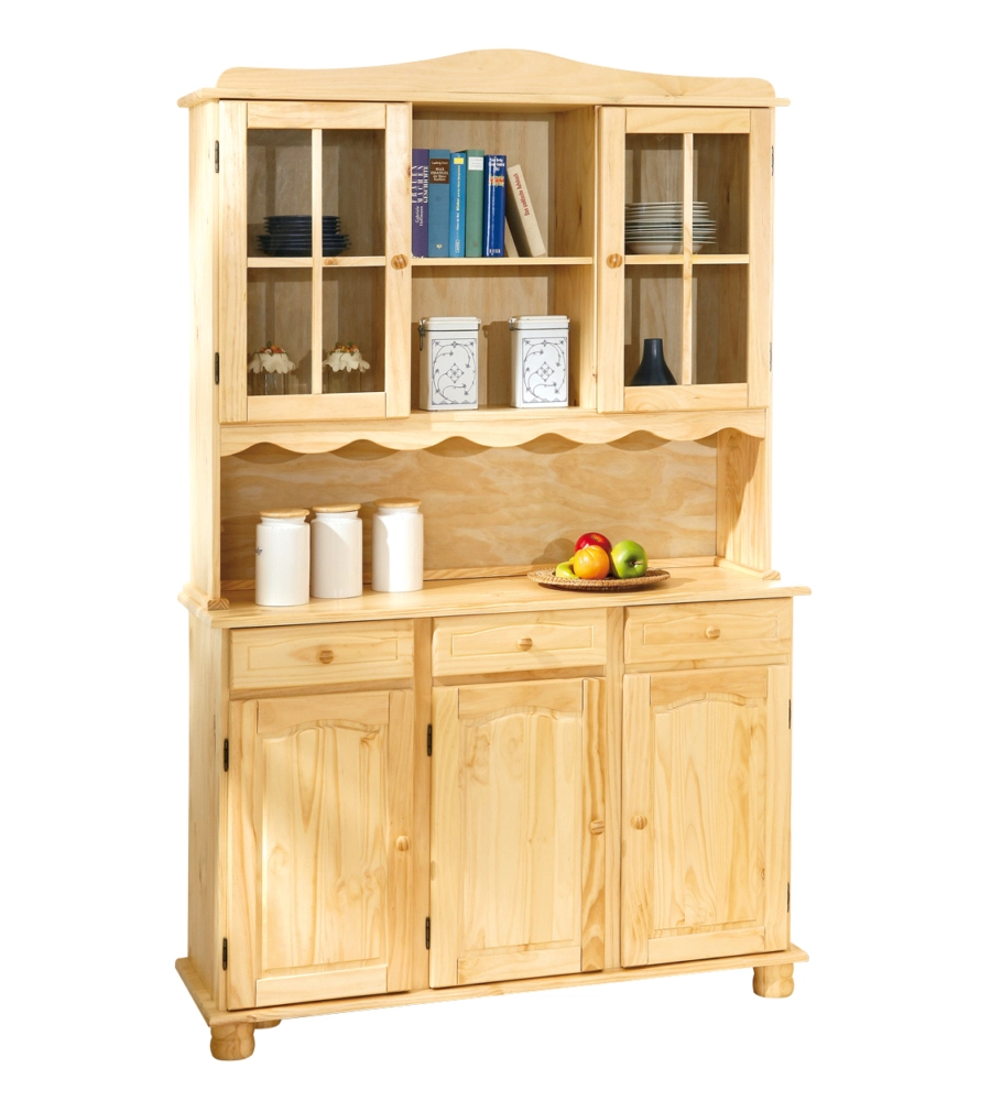 CREDENZA 2 ANTE + 3 CASSETTI IN PINO MASSELLO FINITURA NATURALE.