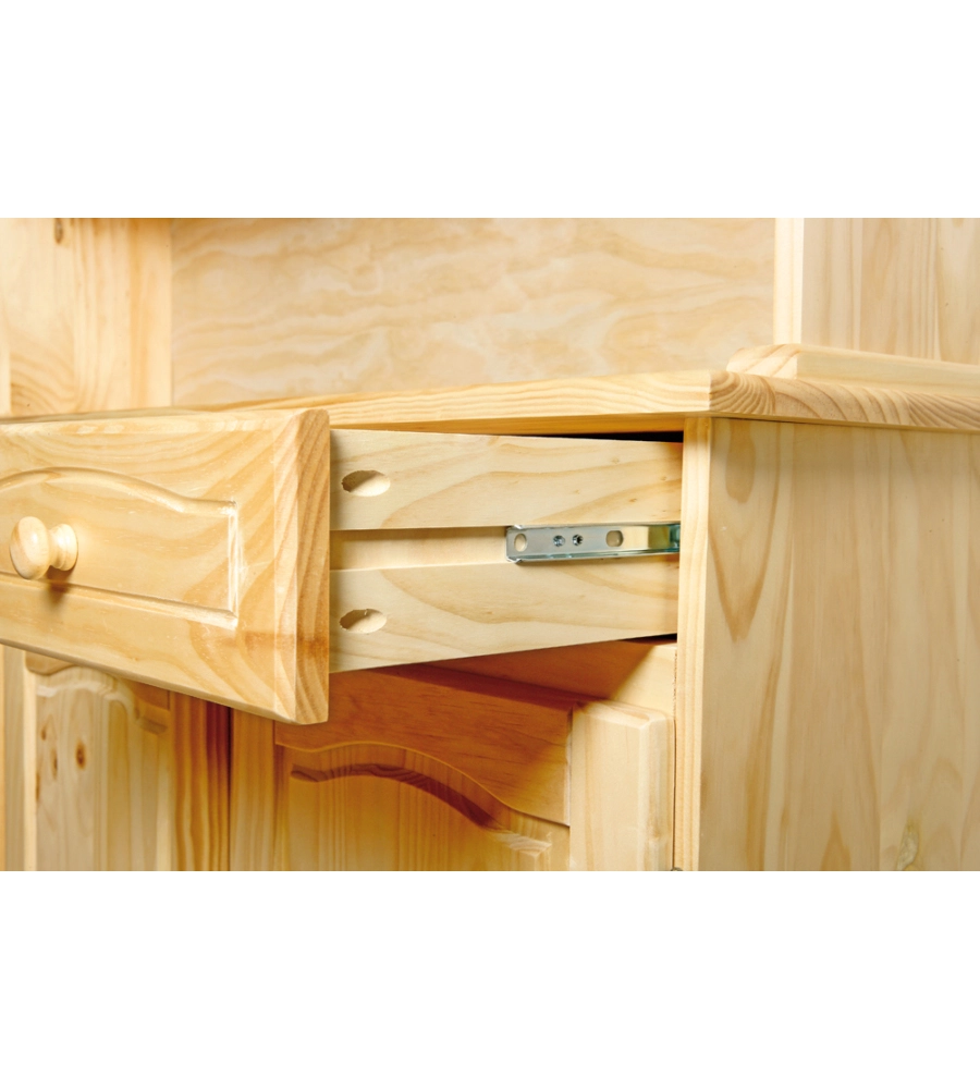 CREDENZA 2 ANTE + 3 CASSETTI IN PINO MASSELLO FINITURA NATURALE.
