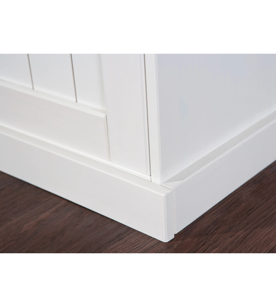 BUFFET CON 2 ANTE E 2 CASSETTI IN PINO MASSELLO BIANCO + TOP MARRONE  DIM. 90x45x86H