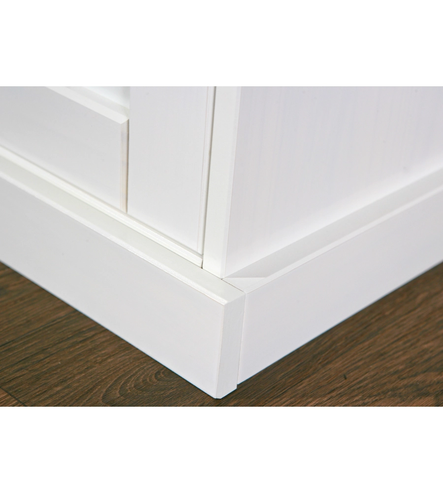 CREDENZA CON 2 ANTE E 2CASSETTI IN PINO MASSELLO VERNICIATO BIANCO - DIM. 90x45x181H.
