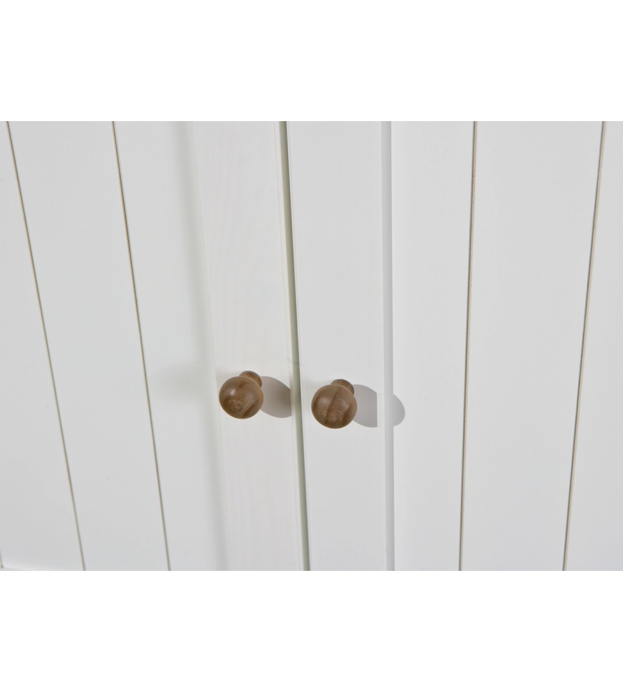 CREDENZA CON 2 ANTE E 2CASSETTI IN PINO MASSELLO VERNICIATO BIANCO - DIM. 90x45x181H.