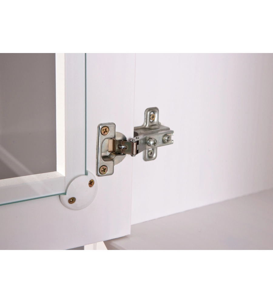 CREDENZA 3+2 ANTE + 3 CASSETTI PINO MASSELLO BIANCO E TOP MARRONE.