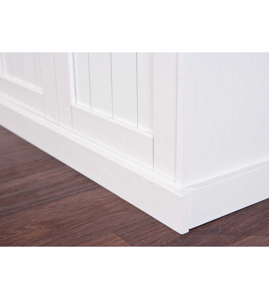 CREDENZA 3+2 ANTE + 3 CASSETTI PINO MASSELLO BIANCO E TOP MARRONE.